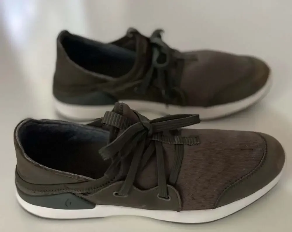 OluKai Pehuea Li Women’s Shoes Size 7W Olive Green Mesh Slip On Sneakers